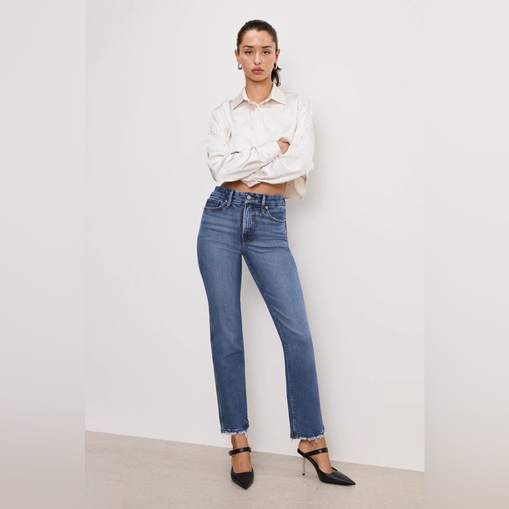 Good American Women's Straight Leg Jeans in Medium Blue